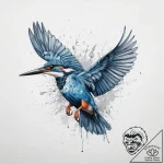 A kingfisher diving for a fish, tattoo line a… – tattoo sketch (№1754511827_0, 06.08.2025 20:23) — tattoovalue.net