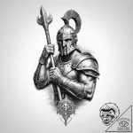 Tattoo sketch a gladiator’s armored arm holdi… – tattoo sketch (№1754514510_0, 06.08.2025 21:08) — tattoovalue.net