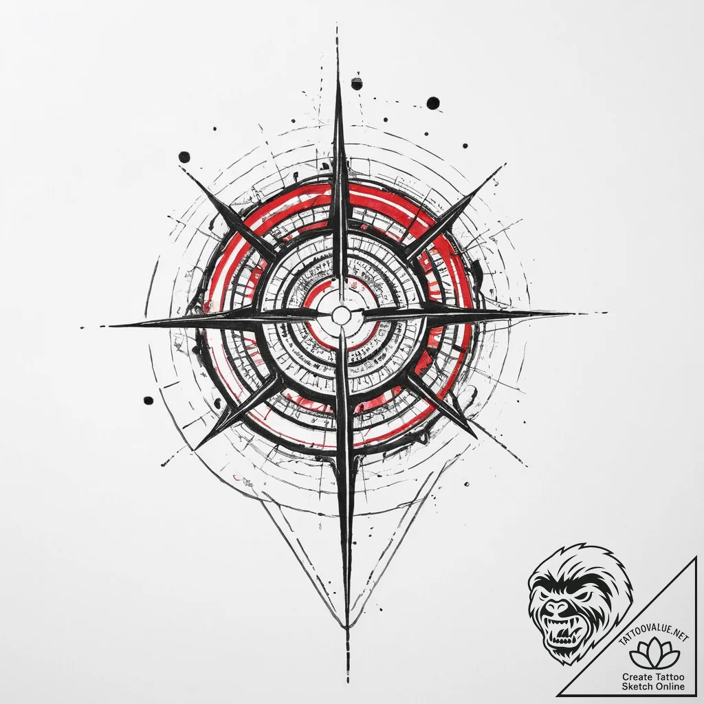 Tattoo design an abstract radar sweep pattern... - tattoo sketch (№1754515515_0, 06.08.2025 21:25) — tattoovalue.net