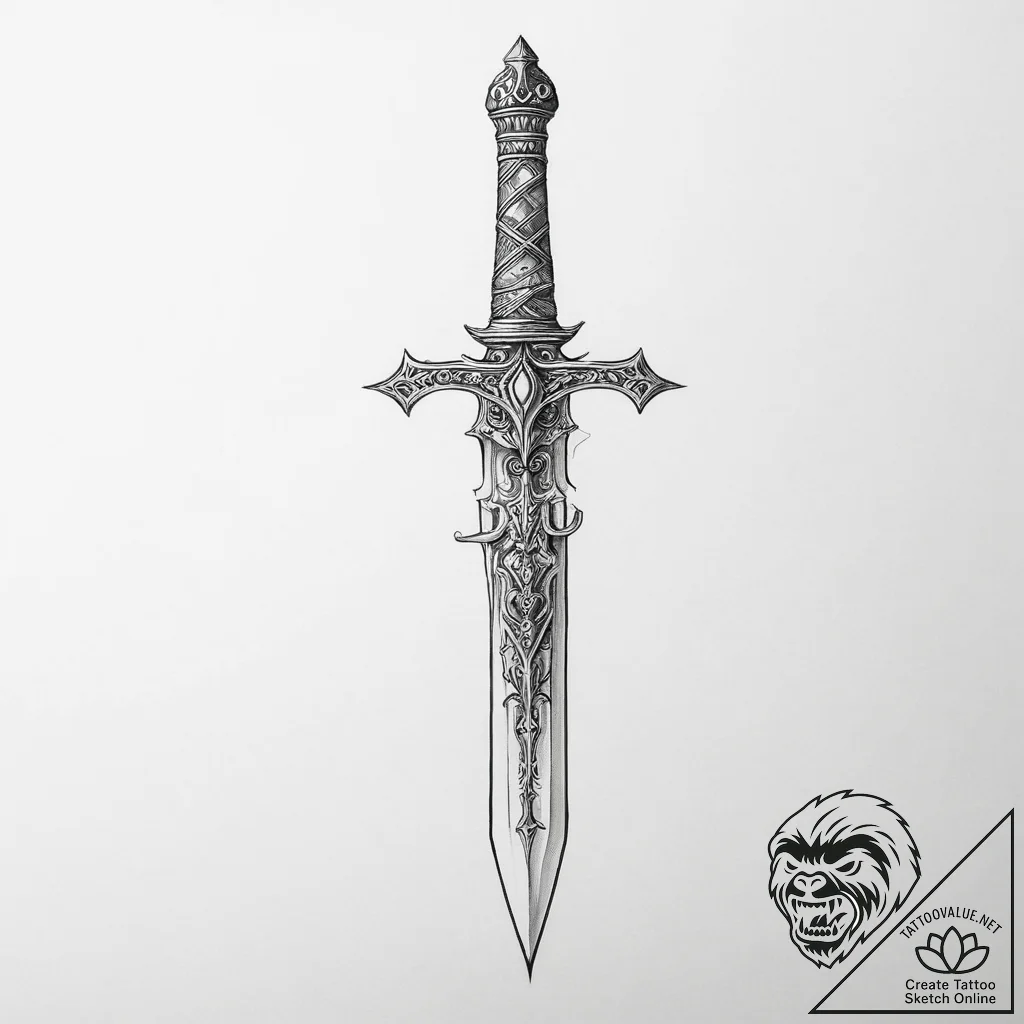 Dagger - tattoo sketch (№1754515715_0, 06.08.2025 21:28) — tattoovalue.net