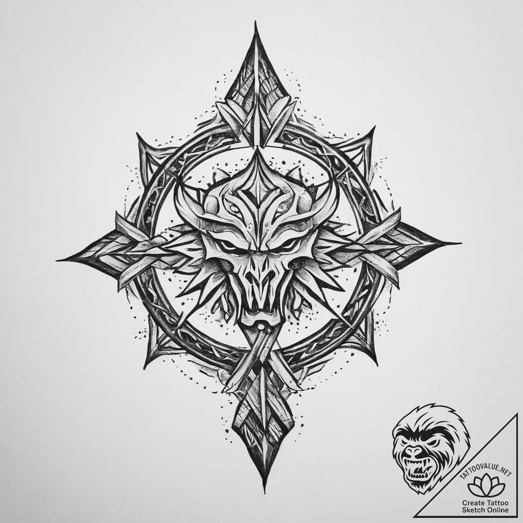 Tattoo sketch a crossfit-inspired symbol of s... - tattoo sketch (№1754516313_0, 06.08.2025 21:38) — tattoovalue.net