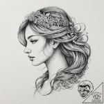 Tattoo design a virgo maiden’s profile hidden… – tattoo sketch (№1754516513_0, 06.08.2025 21:41) — tattoovalue.net