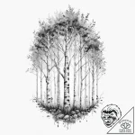 A watercolor tattoo of a birch grove in autum… – tattoo sketch (№1754517921_0, 06.08.2025 22:05) — tattoovalue.net