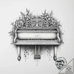 A close-up of the keys of a vintage, well-use… – tattoo sketch (№1754518943_0, 06.08.2025 22:22) — tattoovalue.net