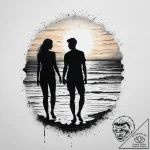 Tattoo sketch a silhouette of two people on a… – tattoo sketch (№1754519343_0, 06.08.2025 22:29) — tattoovalue.net