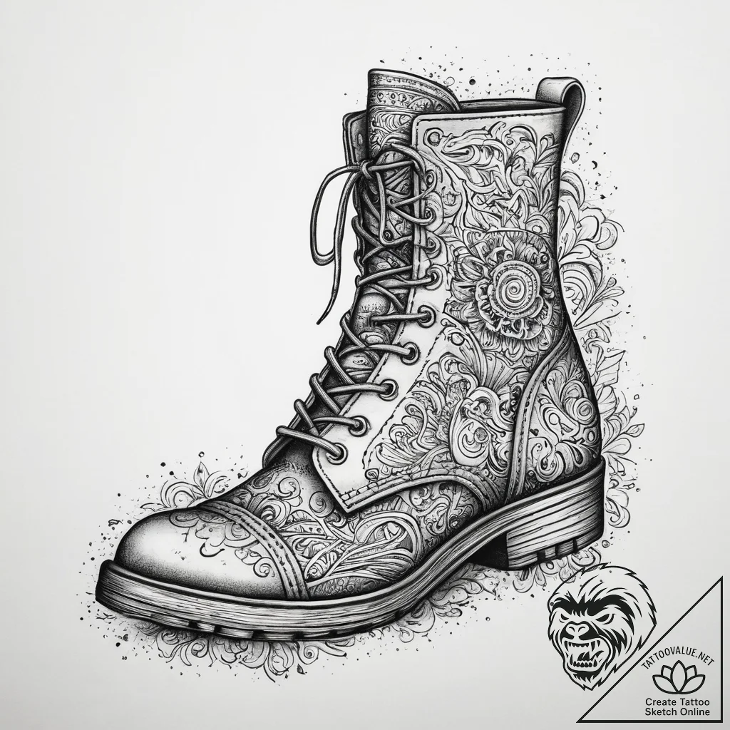Tattoo design a combat boot print in mud or d... - tattoo sketch (№1754519744_0, 06.08.2025 22:35) — tattoovalue.net