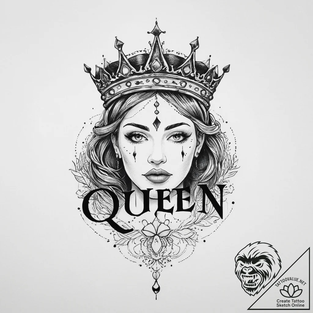 Tattoo design a small, elegant "king" or "que... - tattoo sketch (№1754521751_0, 06.08.2025 23:09) — tattoovalue.net