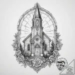 The inside of an old, abandoned church, with… – tattoo sketch (№1754522364_0, 06.08.2025 23:19) — tattoovalue.net