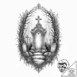 Tattoo sketch a stylized graveyard with a lon… – tattoo sketch (№1754522978_0, 06.08.2025 23:29) — tattoovalue.net