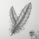 Tattoo design a geometric feather with intric… – tattoo sketch (№1754565989_0, 07.08.2025 11:26) — tattoovalue.net
