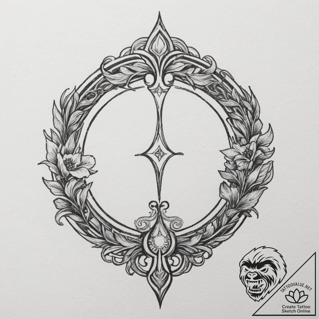 Tattoo sketch libra's glyph balanced on a sin... - tattoo sketch (№1754567029_0, 07.08.2025 11:43) — tattoovalue.net