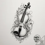 Tattoo sketch a violin whose strings turn int… – tattoo sketch (№1754567230_0, 07.08.2025 11:47) — tattoovalue.net