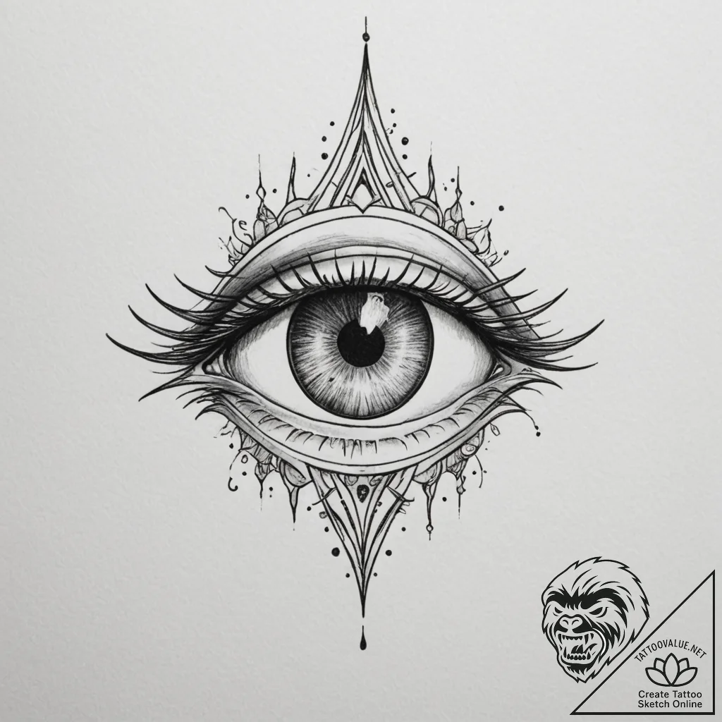 The eye of sauron, tattoo drawing outline, mu... - tattoo sketch (№1754567827_0, 07.08.2025 11:57) — tattoovalue.net