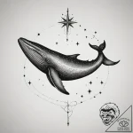 A whale silhouette filled with a starry sky,… – tattoo sketch (№1754568229_0, 07.08.2025 12:03) — tattoovalue.net