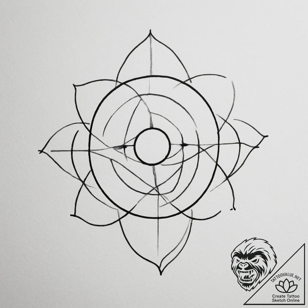 Tattoo sketch a minimalist symbol for a force... - tattoo sketch (№1754568435_0, 07.08.2025 12:07) — tattoovalue.net