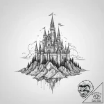 Tattoo sketch a pixelated castle silhouette o… – tattoo sketch (№1754571687_0, 07.08.2025 13:01) — tattoovalue.net