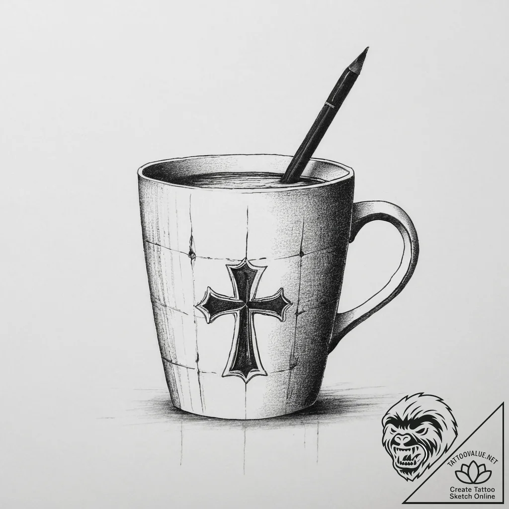 Tattoo sketch a simple object (e.g., a cup) w... - tattoo sketch (№1754572678_0, 07.08.2025 13:17) — tattoovalue.net