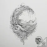 Tattoo sketch: a lunitsa integrated with flow… – tattoo sketch (№1754572877_0, 07.08.2025 13:21) — tattoovalue.net