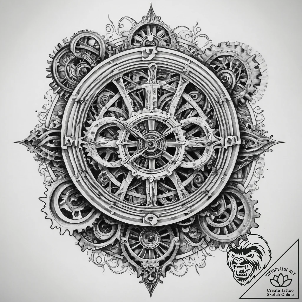 The inside of a clock tower, showing the mass... - tattoo sketch (№1754573074_0, 07.08.2025 13:24) — tattoovalue.net