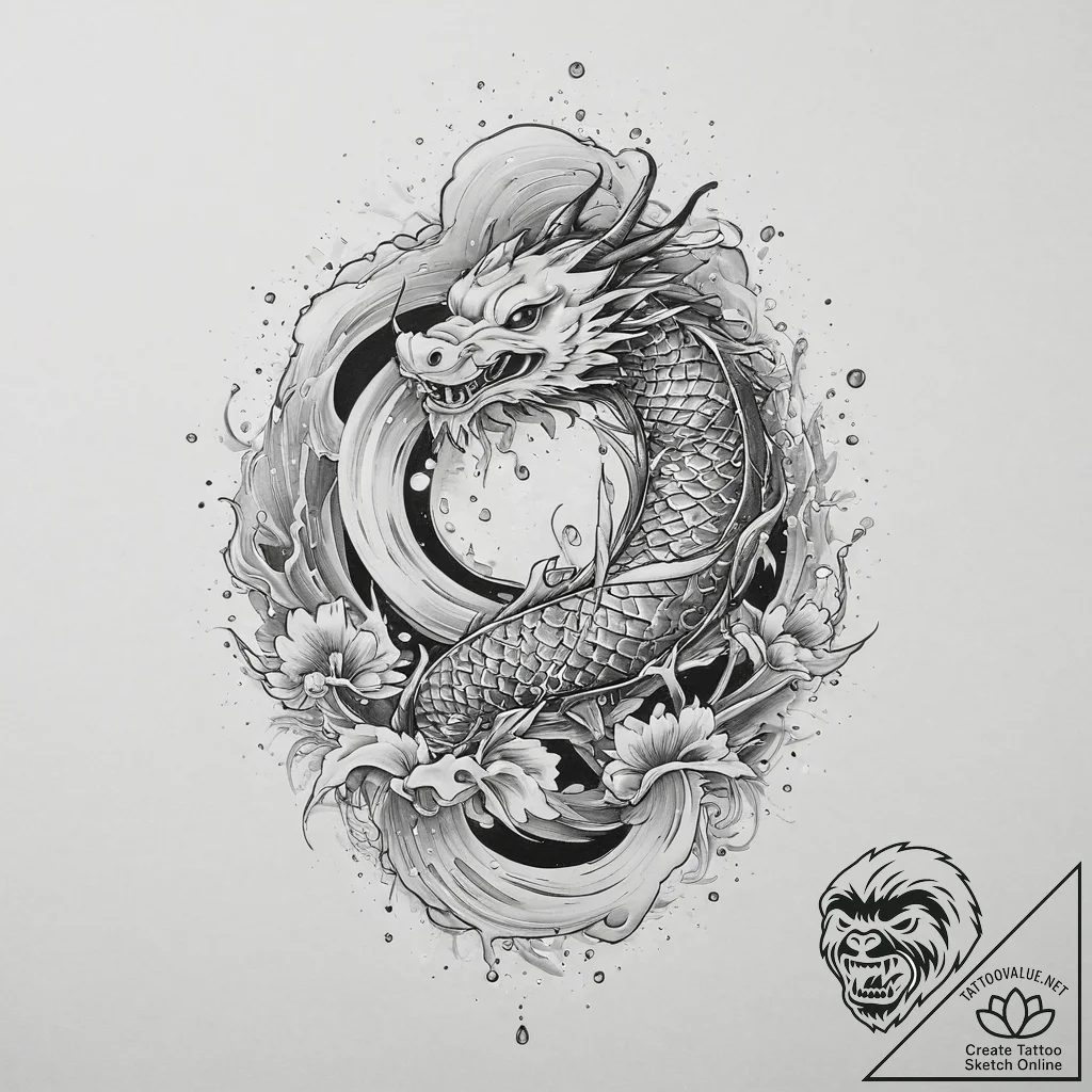 A shot of rain hitting a puddle in slow motio... - tattoo sketch (№1754573470_0, 07.08.2025 13:31) — tattoovalue.net