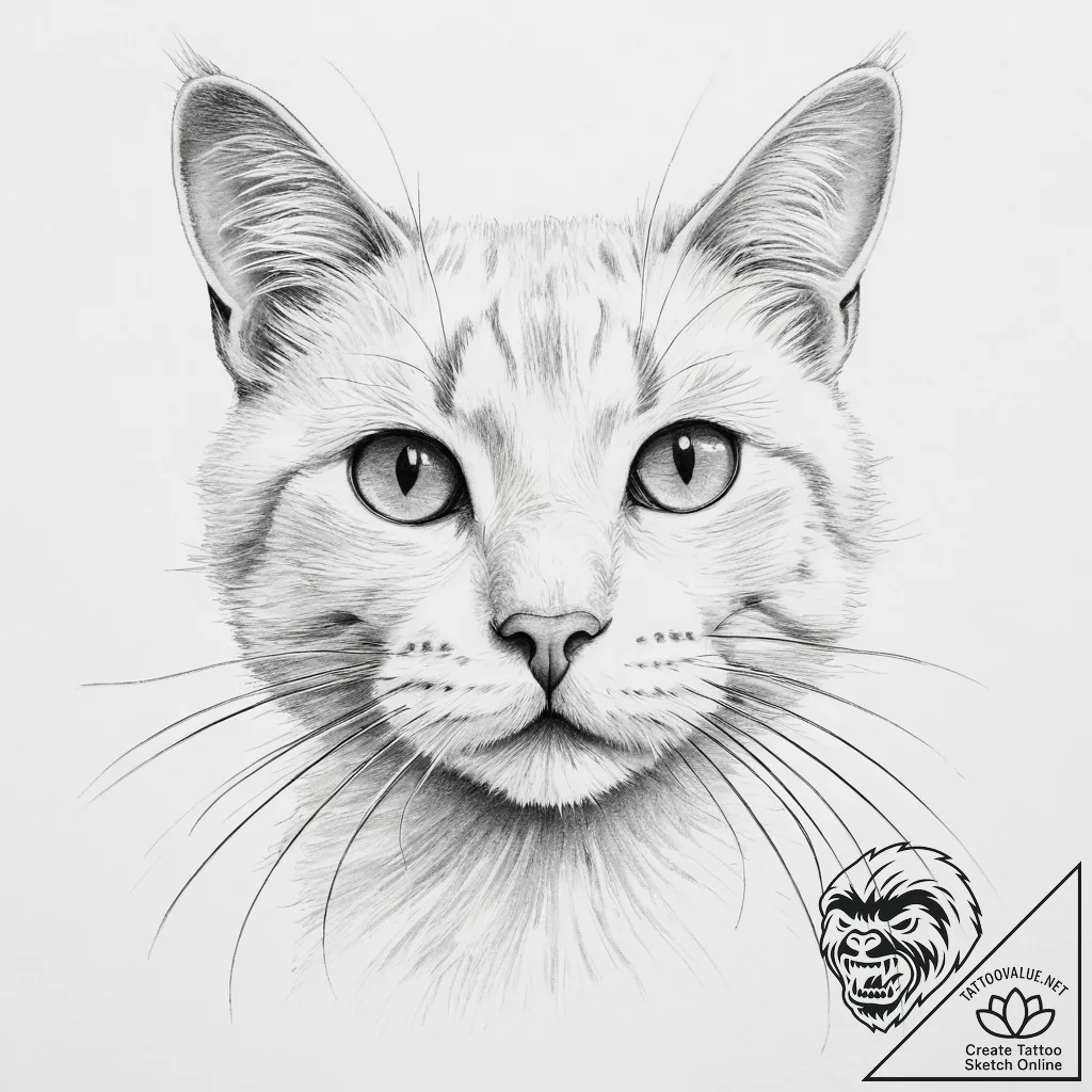 A close-up of a cat's whiskers. - tattoo sketch (№1754573870_0, 07.08.2025 13:37) — tattoovalue.net