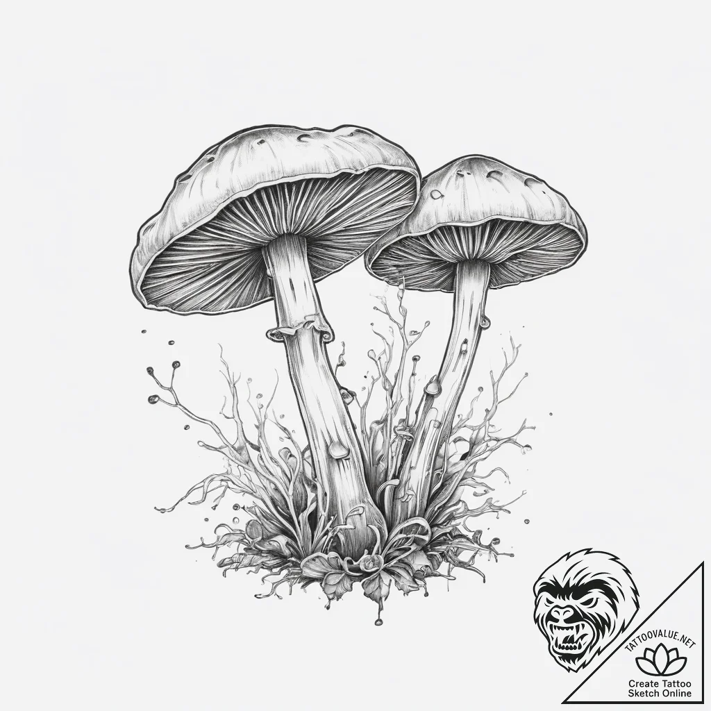 Bioluminescent fungi - tattoo sketch (№1754574066_0, 07.08.2025 13:41) — tattoovalue.net