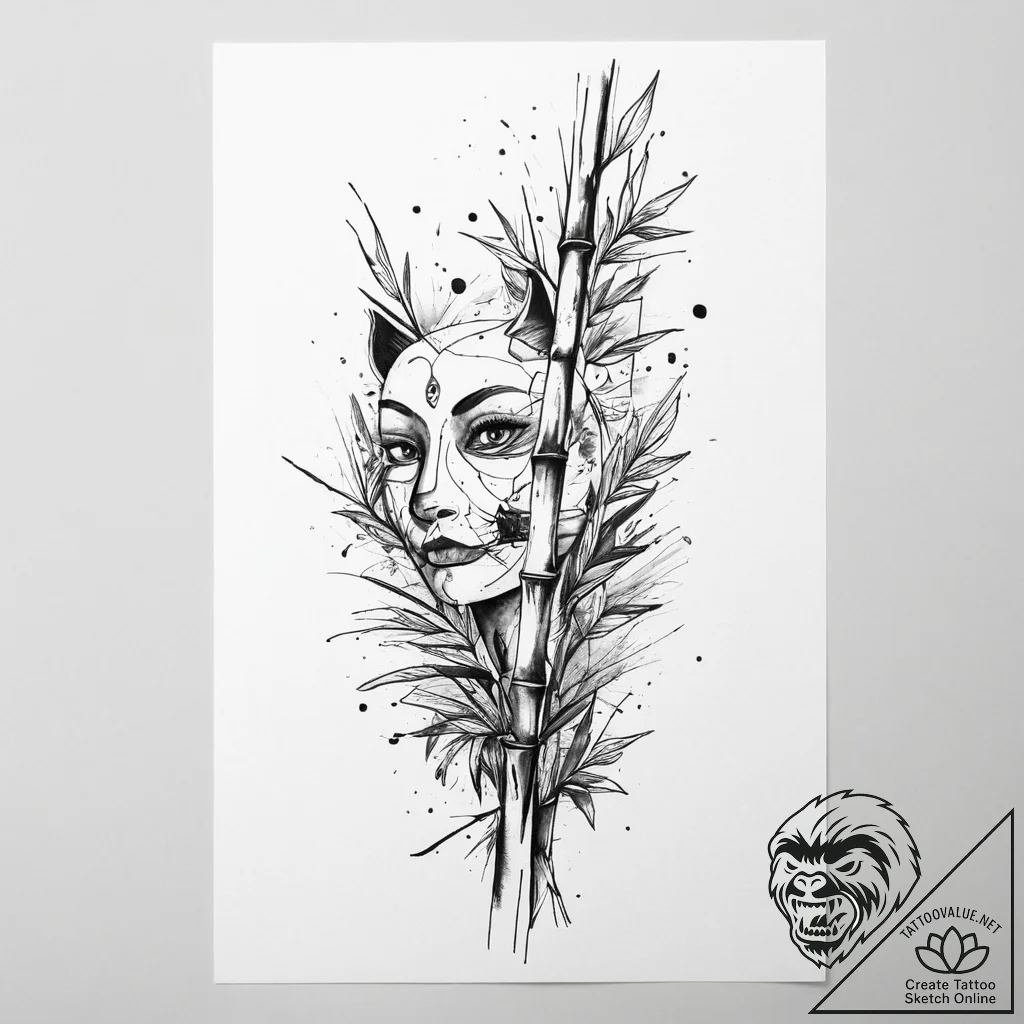 Bamboo, tattoo flash sheet design, fine lines... - tattoo sketch (№1754574265_0, 07.08.2025 13:44) — tattoovalue.net