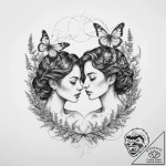 Tattoo sketch gemini twins surrounded by flow… – tattoo sketch (№1754575269_0, 07.08.2025 14:01) — tattoovalue.net