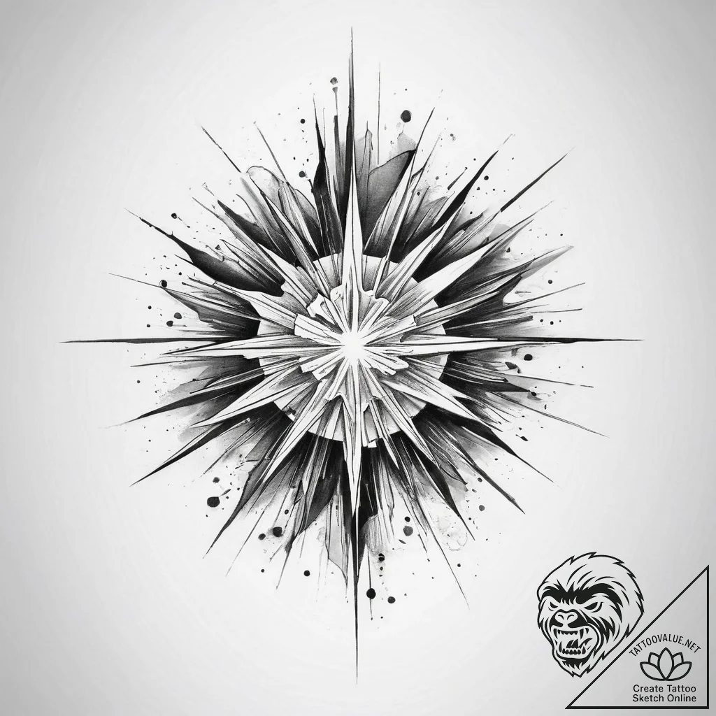 Tattoo sketch a dynamic burst of light from a... - tattoo sketch (№1754575468_0, 07.08.2025 14:04) — tattoovalue.net