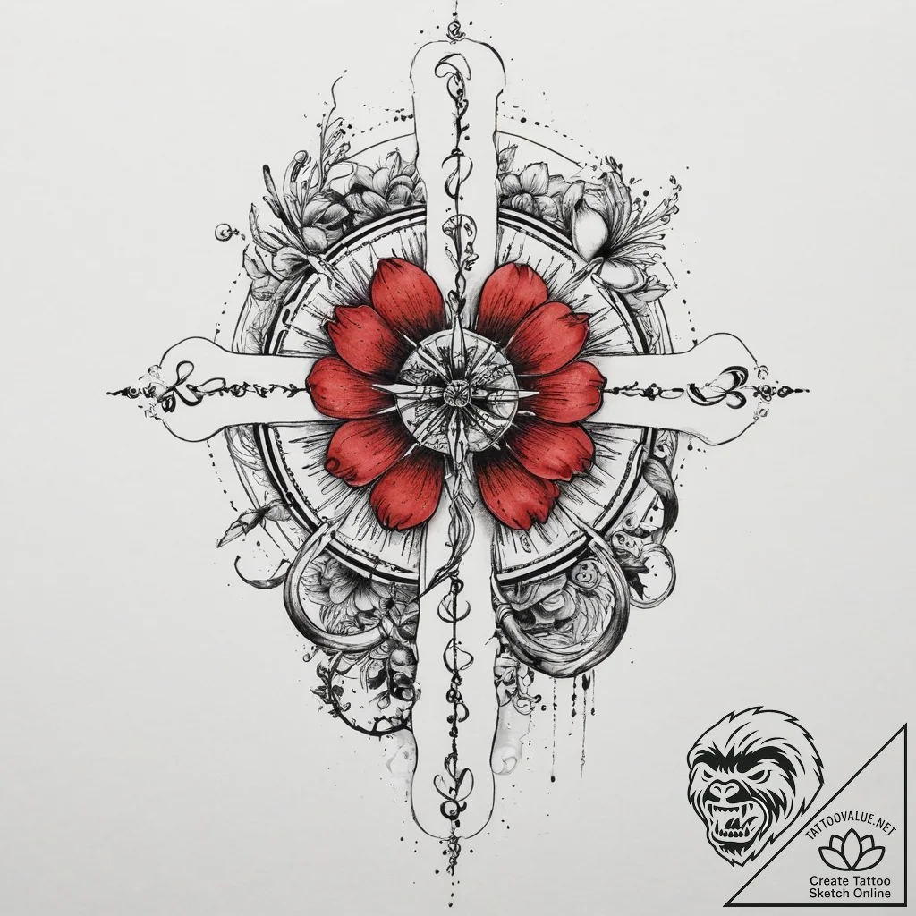 Tattoo design a zodiac glyph intertwined with... - tattoo sketch (№1754576266_0, 07.08.2025 14:17) — tattoovalue.net