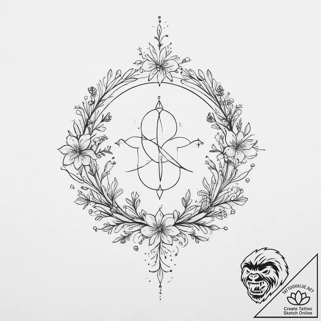 A minimalist tattoo design of the lunitsa sym... - tattoo sketch (№1754576867_0, 07.08.2025 14:27) — tattoovalue.net