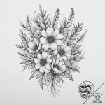 Tattoo design a bouquet of birth flowers for… – tattoo sketch (№1754577666_0, 07.08.2025 14:41) — tattoovalue.net