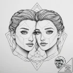 Tattoo sketch gemini faces, one realistic ske… – tattoo sketch (№1754579466_0, 07.08.2025 15:11) — tattoovalue.net