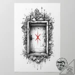 Tattoo design ‘exit’ symbol with a subtle doo… – tattoo sketch (№1754579864_0, 07.08.2025 15:17) — tattoovalue.net