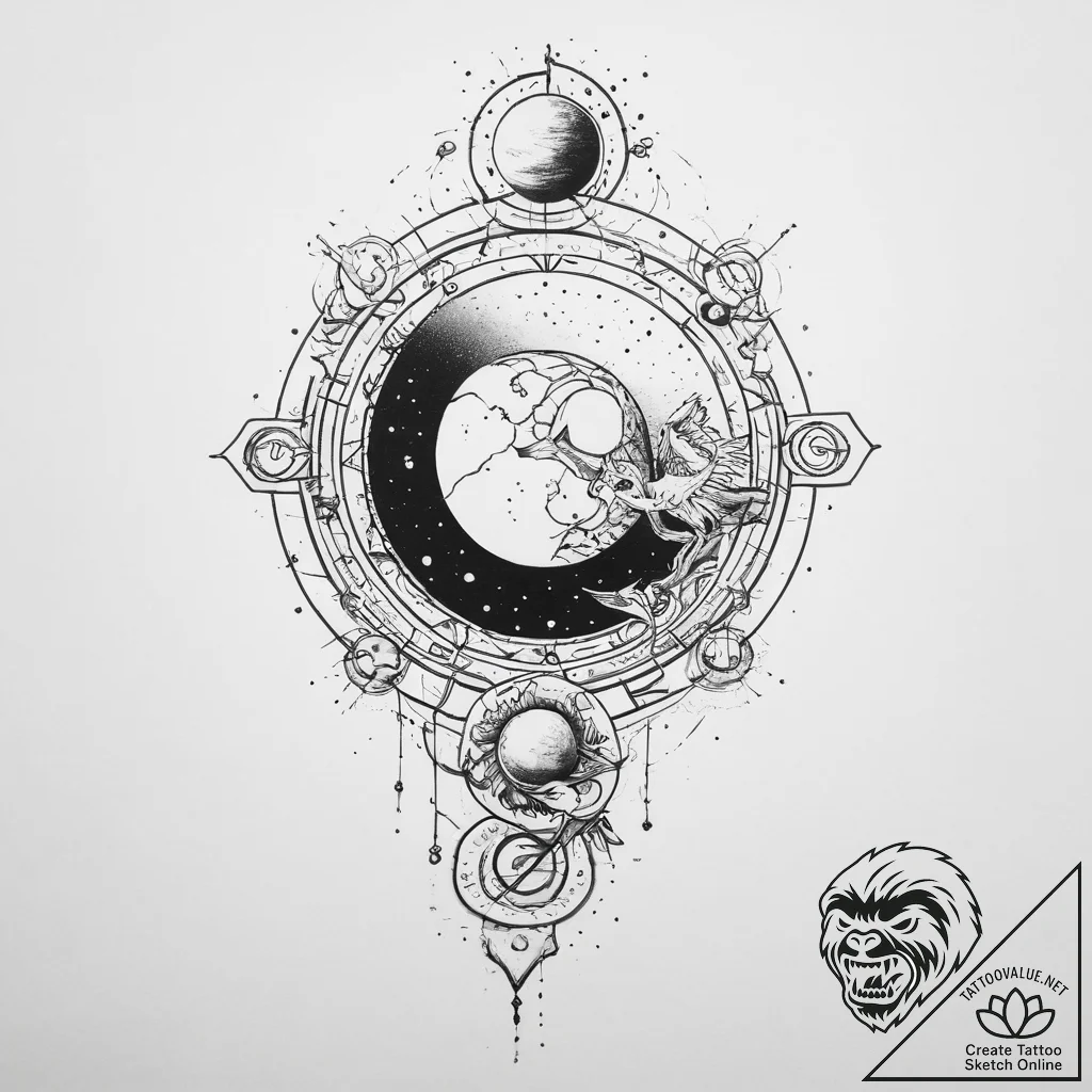 Tattoo sketch a full blackwork sleeve concept... - tattoo sketch (№1754580859_0, 07.08.2025 15:34) — tattoovalue.net