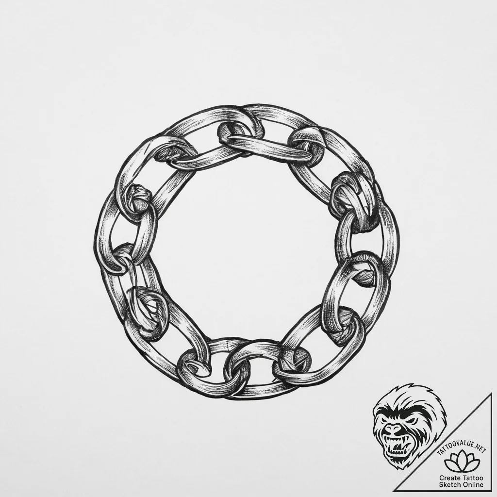 Tattoo sketch a single, unbroken chain link,... - tattoo sketch (№1754581065_0, 07.08.2025 15:37) — tattoovalue.net