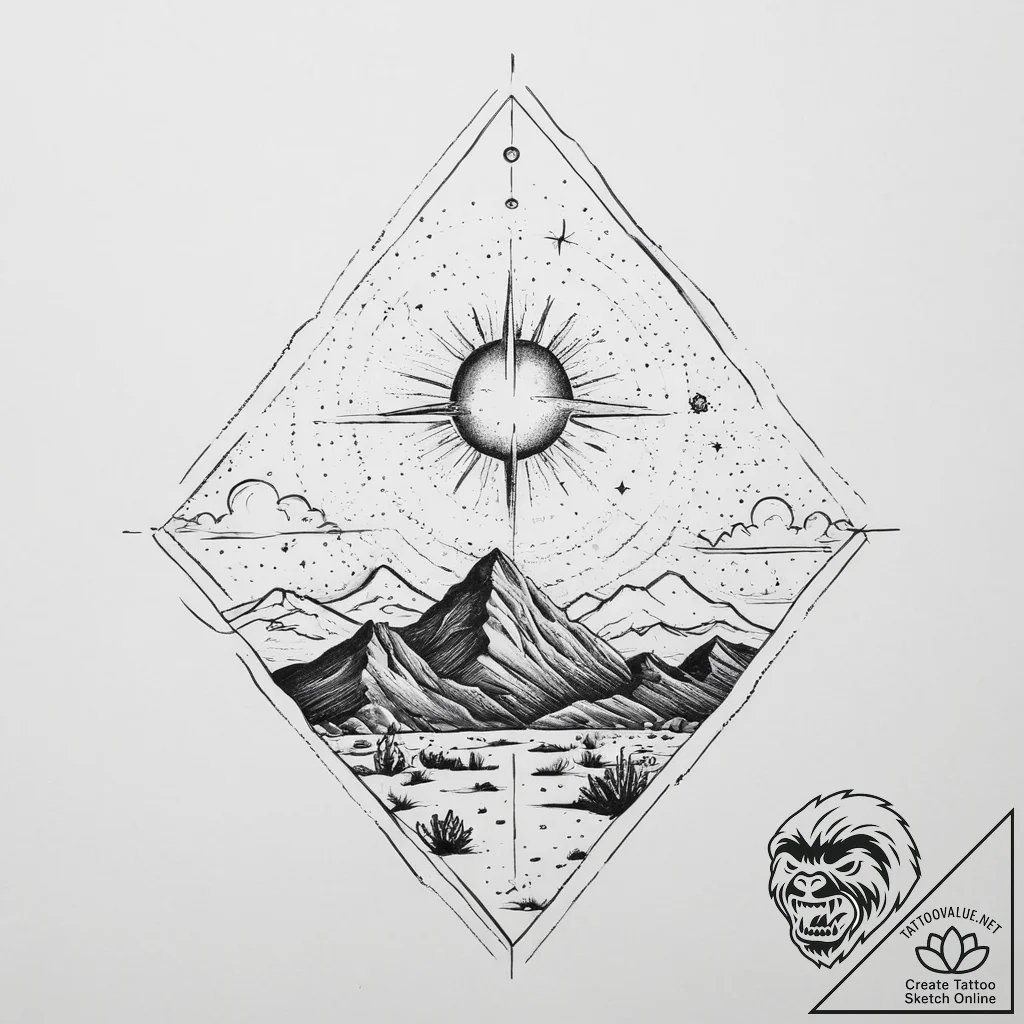 A vast, star-filled night sky over the utah d... - tattoo sketch (№1754582660_0, 07.08.2025 16:04) — tattoovalue.net