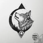A dotwork tattoo design of a wolf howling at… – tattoo sketch (№1754583057_0, 07.08.2025 16:10) — tattoovalue.net