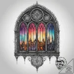 A single gothic cathedral window, artistic ta… – tattoo sketch (№1754583653_0, 07.08.2025 16:20) — tattoovalue.net