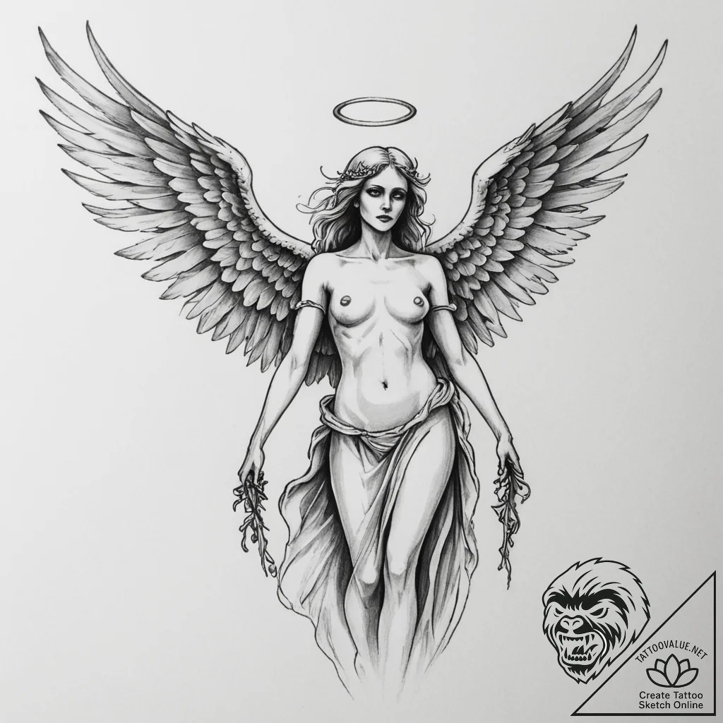 Angel of death - tattoo sketch (№1754587265_0, 07.08.2025 17:21) — tattoovalue.net