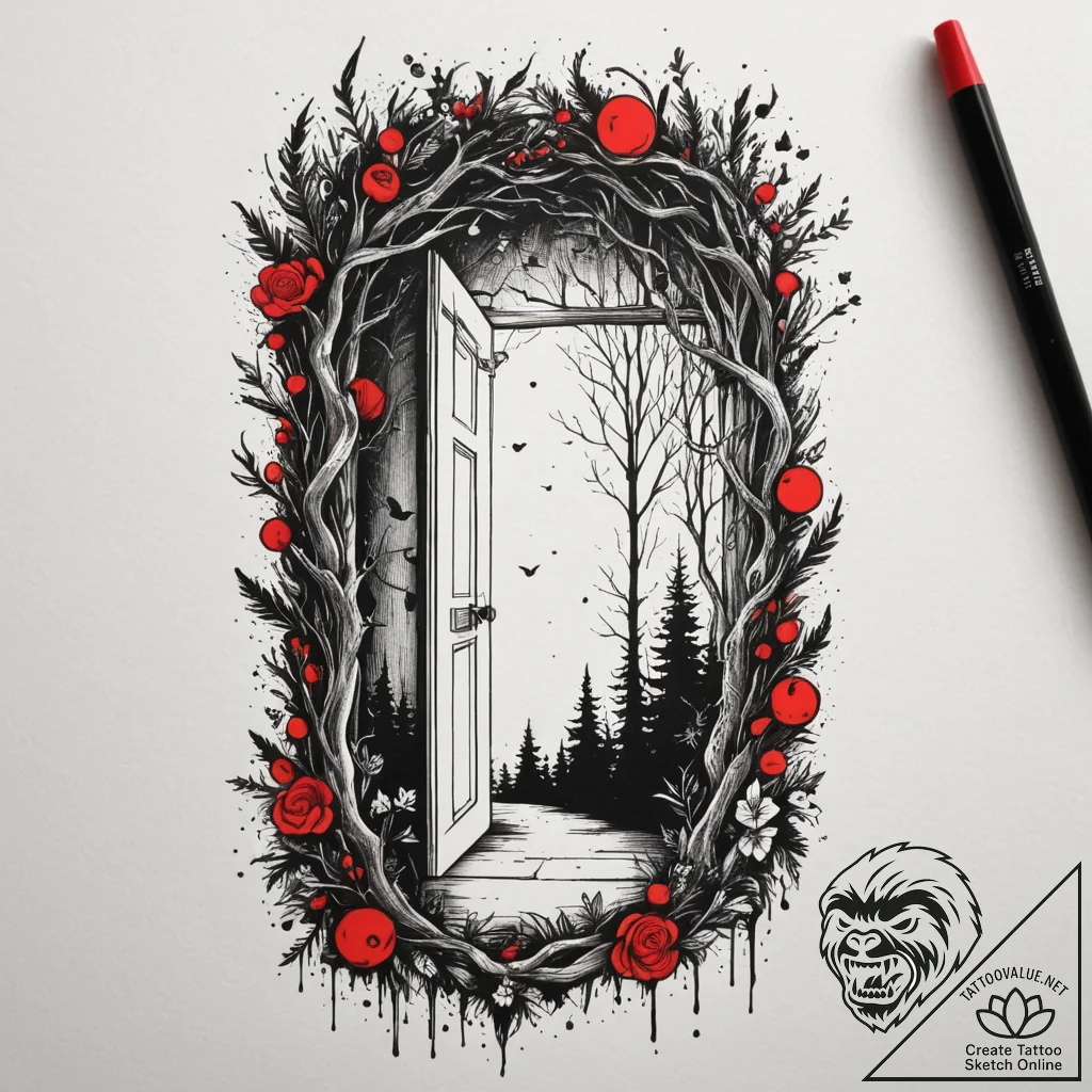 Tattoo design a silhouette of a hidden door i... - tattoo sketch (№1754587470_0, 07.08.2025 17:24) — tattoovalue.net