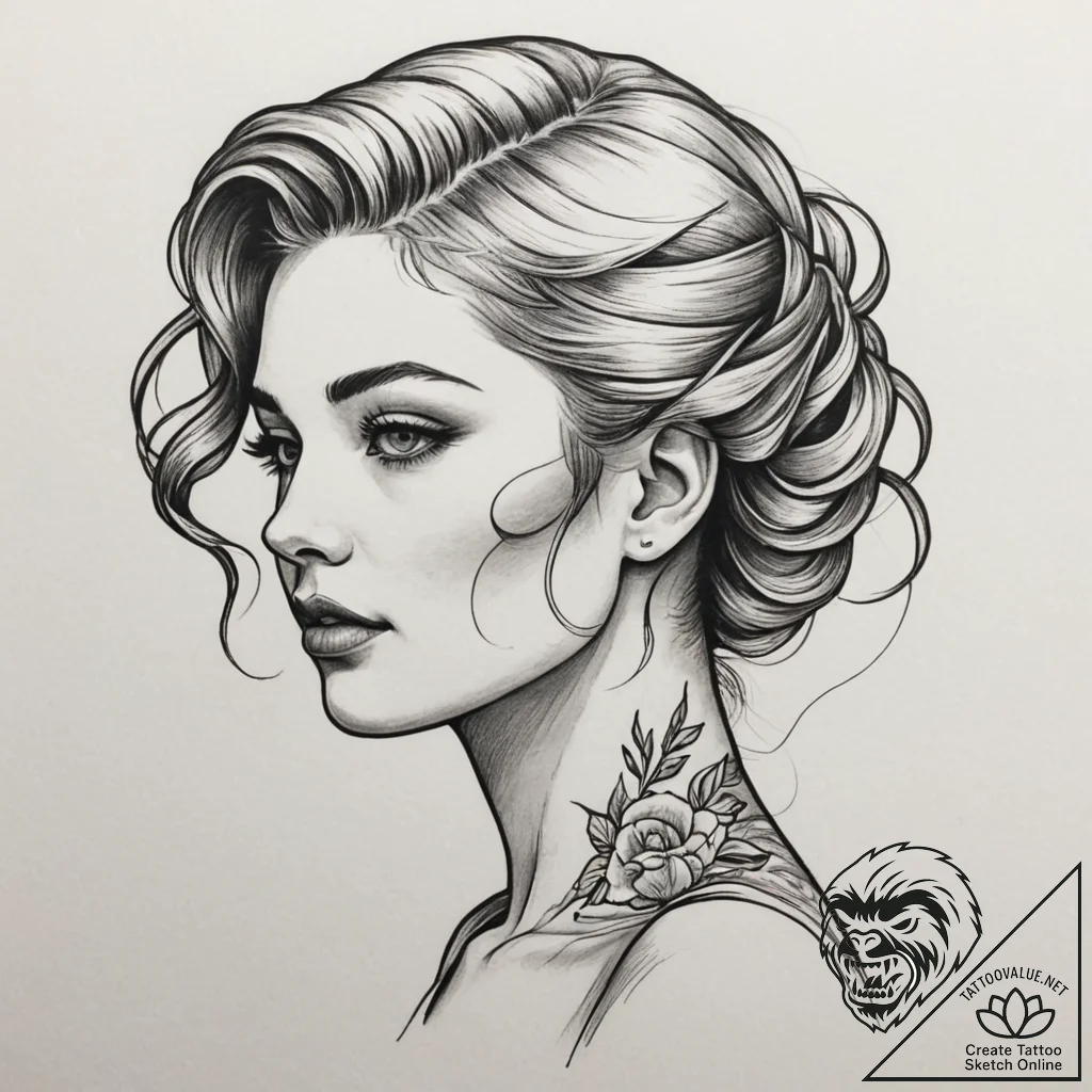 Tattoo sketch a fluid line art piece that sub... - tattoo sketch (№1754587676_0, 07.08.2025 17:27) — tattoovalue.net