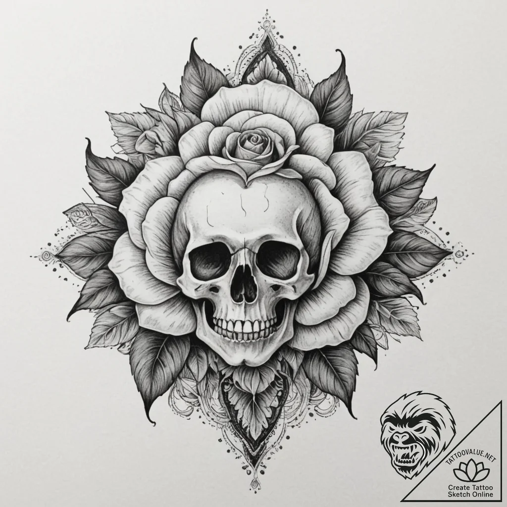Tattoo sketch a blooming flower with subtle l... - tattoo sketch (№1754589279_0, 07.08.2025 17:54) — tattoovalue.net