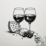 Tattoo design ‘wine glass’ on one, ‘cheese’ o… – tattoo sketch (№1754590690_0, 07.08.2025 18:18) — tattoovalue.net