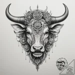 Tattoo design a taurus bull’s body made of in… – tattoo sketch (№1754591896_0, 07.08.2025 18:38) — tattoovalue.net