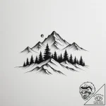 Tattoo design a mountain range with a lone tr… – tattoo sketch (№1754592297_0, 07.08.2025 18:44) — tattoovalue.net