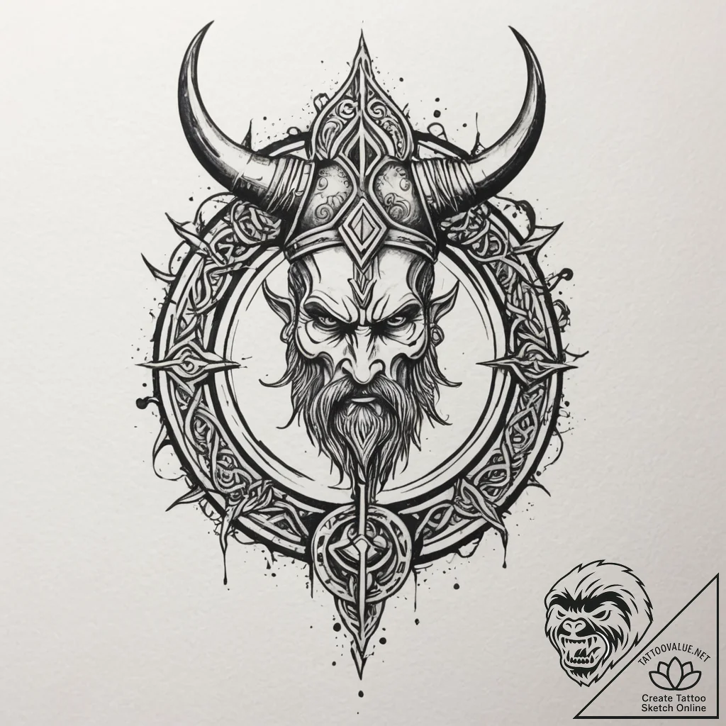 Tattoo design a stylized viking symbol for fa... - tattoo sketch (№1754593095_0, 07.08.2025 18:58) — tattoovalue.net