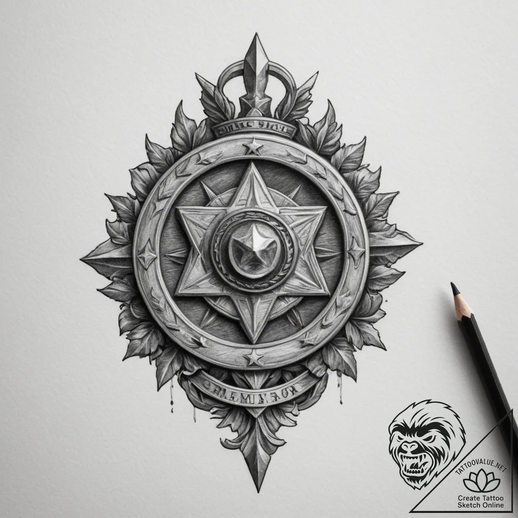 Tattoo design a medal of honor or a significa... - tattoo sketch (№1754593291_0, 07.08.2025 19:01) — tattoovalue.net