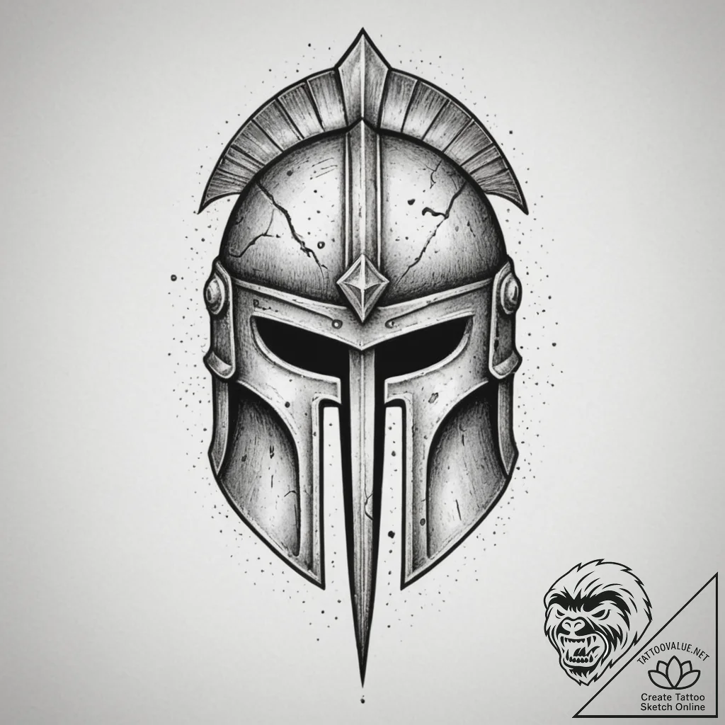 Tattoo sketch a stylized spartan helmet with... - tattoo sketch (№1754593491_0, 07.08.2025 19:04) — tattoovalue.net