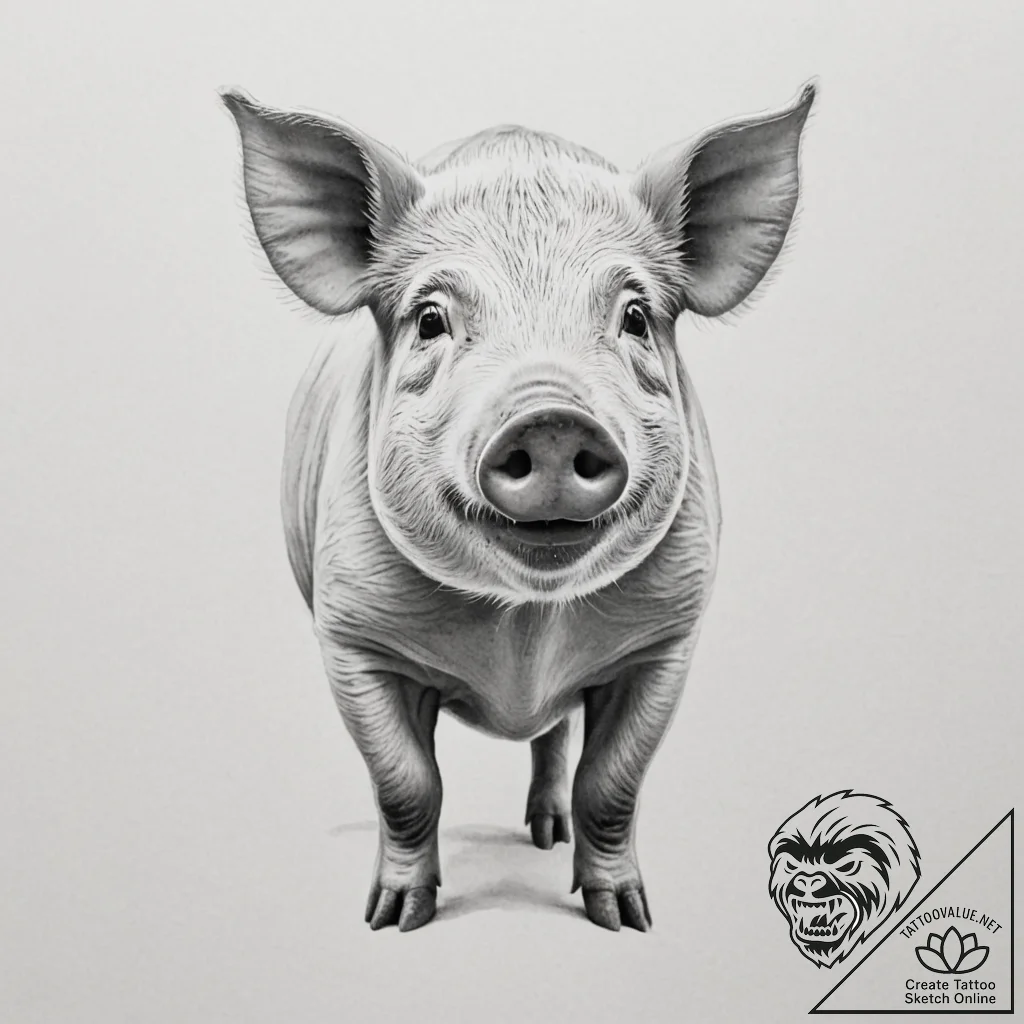 Pig - tattoo sketch (№1754594680_0, 07.08.2025 19:24) — tattoovalue.net
